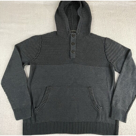 Coastaoro Edessa Hoodie Sweater Men’s Large Grey Regular Fit Knit 1/4 Button - Picture 1 of 16